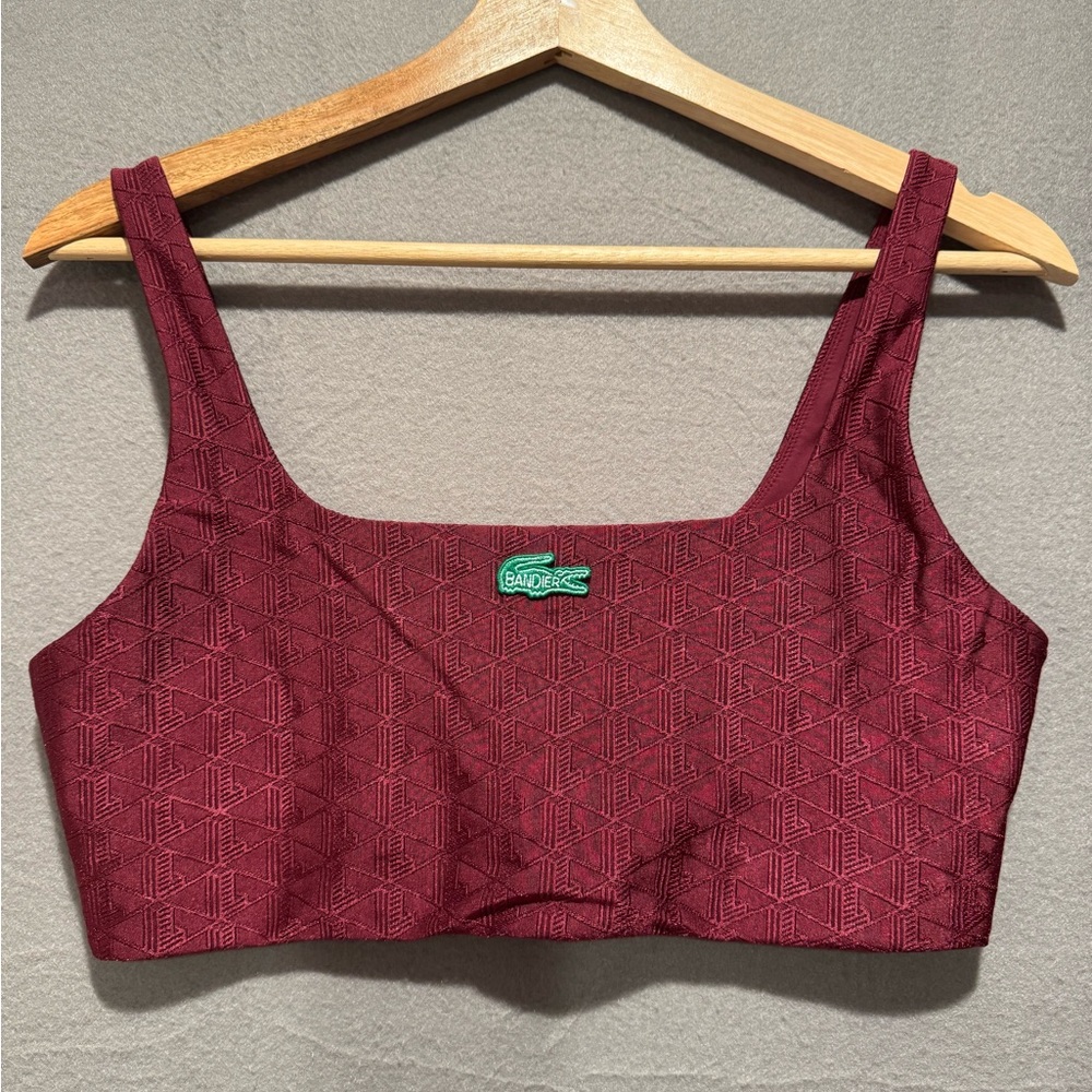 Lacoste x Bandier Burgundy Textured Bra Top